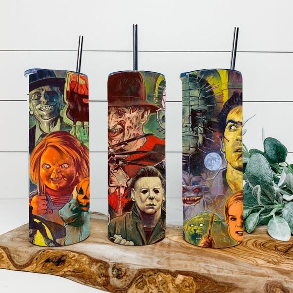 Horror 20oz Halloween Tumbler With Straw - Picture 2 of 2